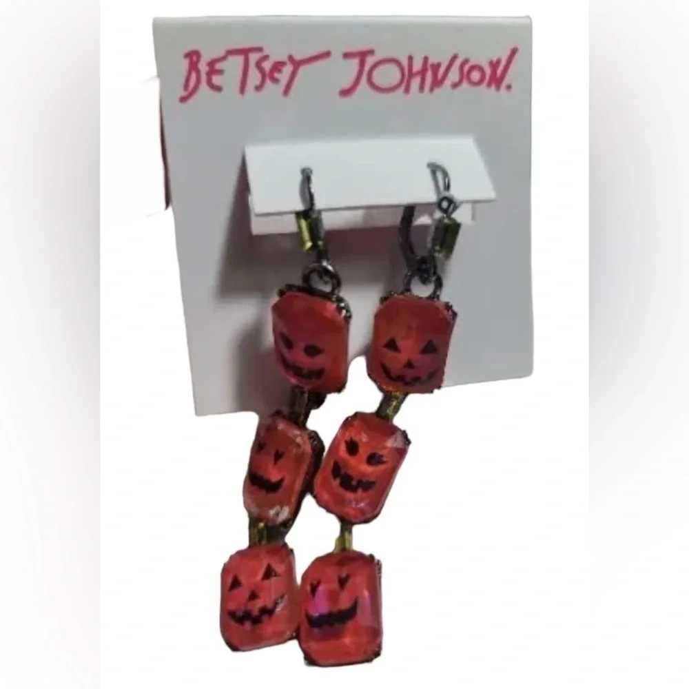 BETSEY JOHNSON SET Jack-o-Lantern Pumpkin Necklace & Earrings Halloween Set NWT